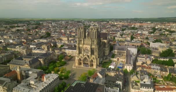 Katedra Reims Jest Świadkiem Wielu Najważniejszych Wydarzeń Historii Europy Katedra — Wideo stockowe