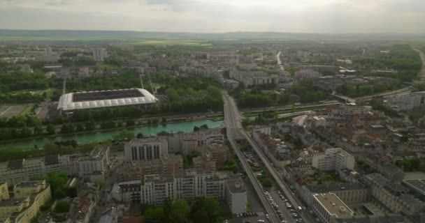Reims Francie Letecký Pohled Panorama Krajiny Centra Města Evropy Shora — Stock video