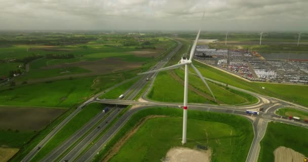 Windmills Aerial View Renewable Energy Aerial View Windmills Farm Energy — Stock Video