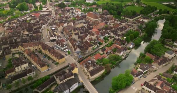 Aerial View Chablis Establishing Shot City Chablis France Chablis Town — Stock Video