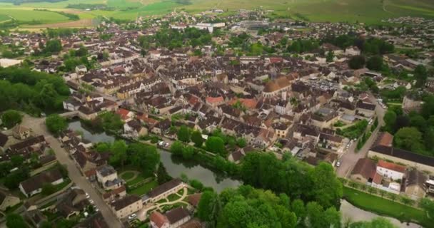 Letecký Pohled Chablis Založit Město Chablis Francii Chablis Město Obec — Stock video