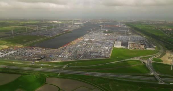 Vista Aérea Bruges Estabelecimento Cidade Bruges Bélgica Parte Industrial Cidade — Vídeo de Stock
