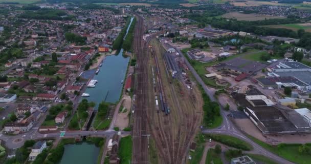 Moderne Franse Stad Migennes Aan Yonne Bourgondië Stad Heeft Moderne — Stockvideo