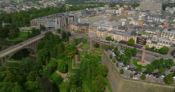 Встановлення Пострілу Люксембургу Туризм Подорожі Або Міський Рол Фону Дрон — стокове відео