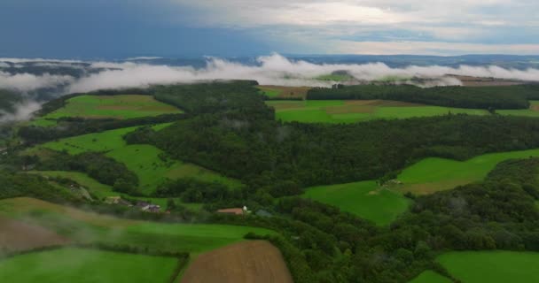Drone Flight Clouds Green Fresh Forest Hilly Europe Germany Aerial — Stock Video