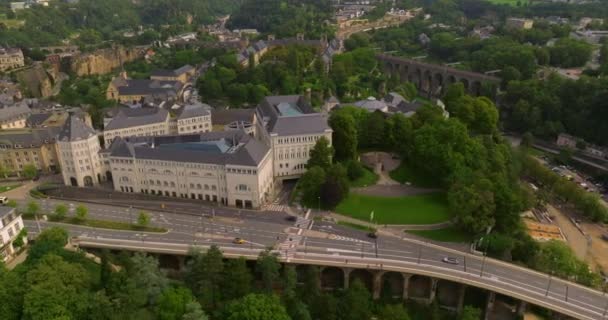 Καθιέρωση Στιγμιότυπο Της Πόλης Του Λουξεμβούργου Τουρισμός Ταξίδια Αστικό Roll — Αρχείο Βίντεο