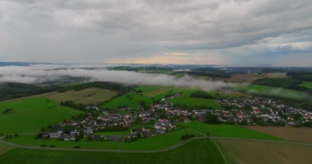 Drone Flight Clouds Green Fresh Forest Hilly Europe Germany Aerial — Stock Video