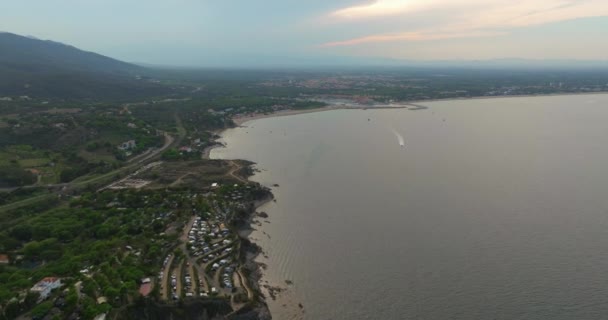 Vista Aérea Collioure Cidade Perto Perpignan Porto Davall Praia Castelo — Vídeo de Stock