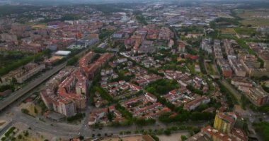 Girona 'da hava manzarası, eski Katalonya, İspanya.