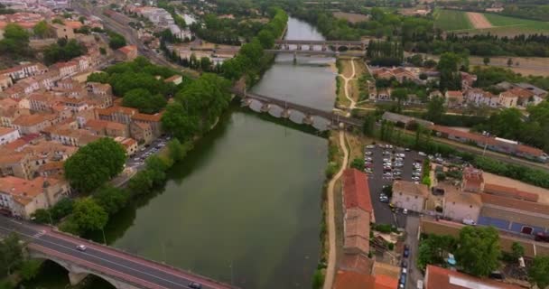 Vue Aérienne Vieille Ville Béziers France Par Une Journée Ensoleillée — Video
