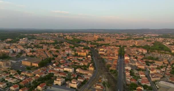 Widok Lotu Ptaka Stare Miasto Narbonne Francji Słoneczne Popołudnie Latem — Wideo stockowe
