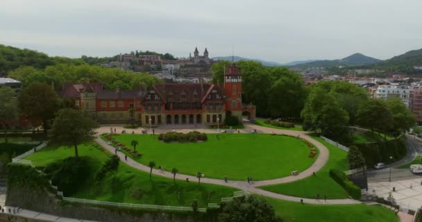 セバスチャン スペイン セバスチャンのミラマー宮殿の空想的な眺め — ストック動画