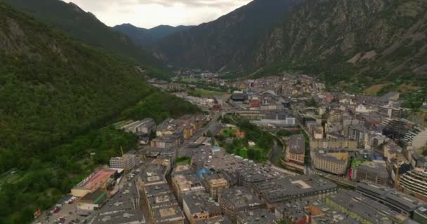 Letecký Pohled Andorra Vella Andorra Vieja Hlavní Město Andorry Pyrenejských — Stock video
