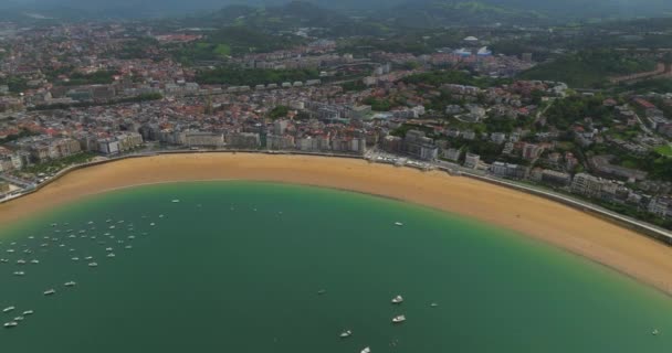 Légi Felvétel San Sebastianról Donostia City Kilátás Városközpontra Híres Concha — Stock videók