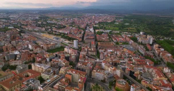 Вид Повітря Місто Жирона Прекрасний Літній День Каталонія Іспанія — стокове відео