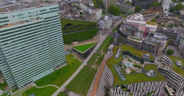 Dusseldorf Widok Lotu Ptaka Miasto Niemczech Przedmieścia Miasta Budynkami Mieszkalnymi — Wideo stockowe