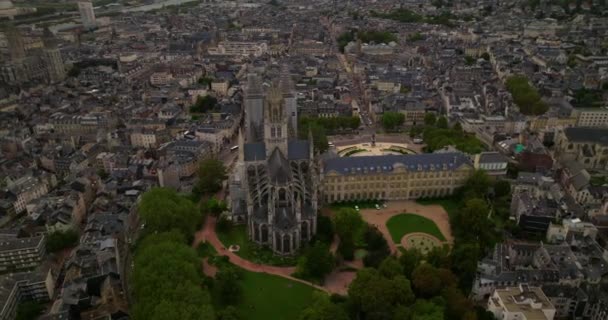 Αεροφωτογραφία Του Καθεδρικού Ναού Της Ρουέν Στη Νορμανδία Γαλλία — Αρχείο Βίντεο