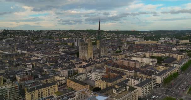 Fransa Normandiya Daki Rouen Katedrali Nin Havadan Görünüşü — Stok video
