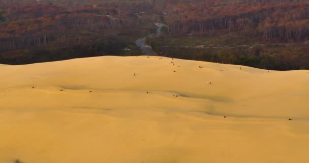 Luftaufnahme Der Gelben Sanddüne Wüste Ripple Cliff Grat Natürliche Landschaft — Stockvideo