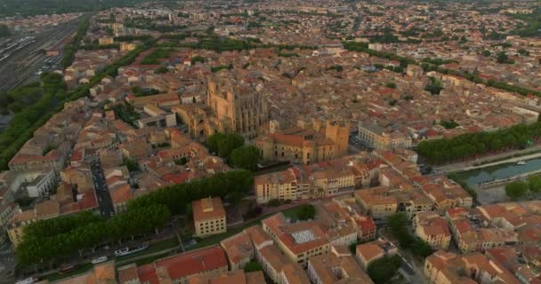 Aérien Autour Ville Narbonne Par Une Journée Ensoleillée Été — Video