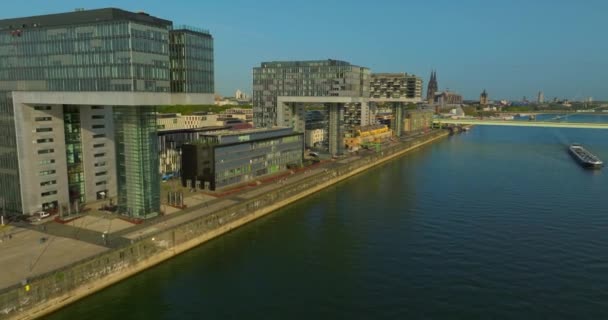 Almanya Nın Köln Şehrinde Rheinauhafen Iline Ait Hava Manzarası Eski — Stok video