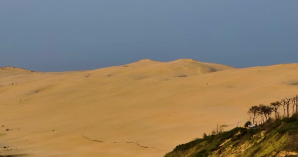 Luchtfoto Van Geel Zand Duin Woestijn Rimpel Klif Bergkam Natuurlijk — Stockvideo