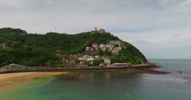 Panoramatický Výhled Krásné Město San Sebastian Donostia Pohled Pláž Ondarreta — Stock video