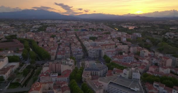 Widok Lotu Ptaka Perpignan Francji Budynki Mieszkalne Tet River Widoczne — Wideo stockowe