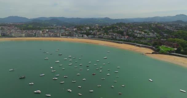 San Sebastian Donostia Výhled Pláž Concha Část Centra Města Dron — Stock video