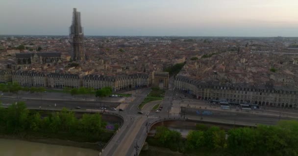Aerial View Shot Bordeaux World Capital Wine Nouvelle Aquitaine France — Stock Video