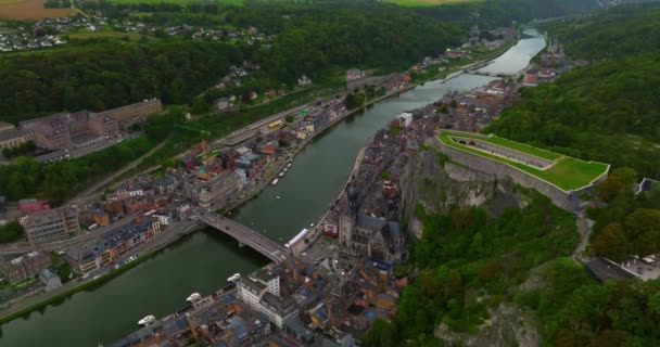 Luftaufnahme Der Stadt Dinant Belgien — Stockvideo