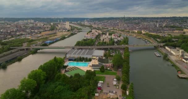 Etablerar Bild Rouen Frankrike Flygfoto Traditionell Medeltida Stad Frankrike Medeltida — Stockvideo