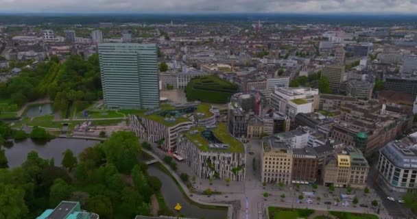 Création Fusillage Düsseldorf Allemagne Vue Aérienne Ville Allemagne Banlieue Ville — Video
