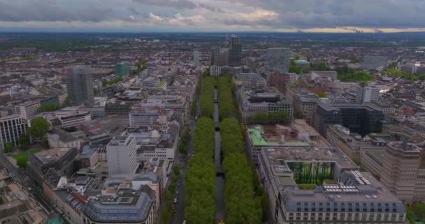 Dusseldorf Vista Aérea Ciudad Alemania Suburbio Ciudad Con Edificios Residenciales — Vídeos de Stock