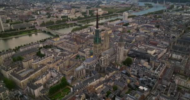 Establecimiento Plano Rouen Francia Vista Aérea Ciudad Medieval Tradicional Francia — Vídeo de stock