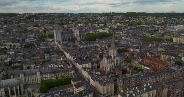 Flygfoto Över Rouens Katedral Normandie Frankrike — Stockvideo