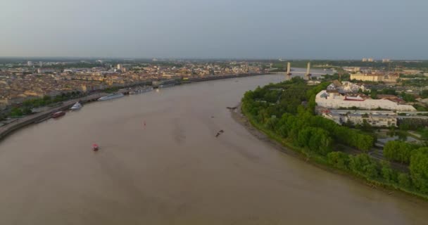 Luchtfoto Van Havenstad Bordeaux Aan Garonne Frankrijk — Stockvideo