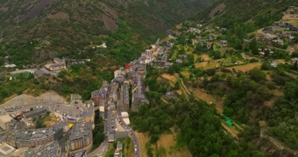 Andorra Vella Città Paesaggio Montano Vista Dall Alto Panorama Punto — Video Stock