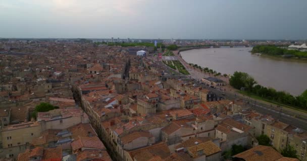 Aerial View Skott Bordeaux Världens Vinhuvudstad Nouvelle Aquitaine Frankrike Porte — Stockvideo
