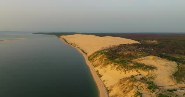 Luftaufnahme Von Unglaublicher Schönheit Der Natur Düne Von Pilat Die — Stockvideo