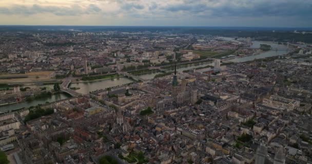 Création Panorama Ville Rouen Vue Aérienne Zone Centrale Rouen Vieille — Video