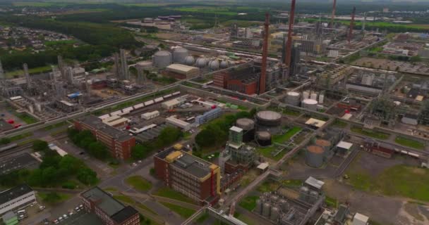 Widok Powietrza Dzielnicę Przemysłową Nowoczesny Duży Zakład Przemysłowy Niemczech Ustanowienie — Wideo stockowe