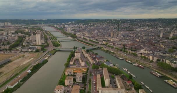 Руан Франция Вид Воздуха Панораму Города Руана Закате Старый Туристический — стоковое видео