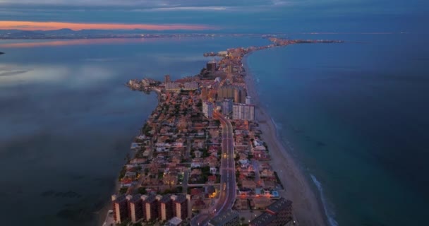 Aerial View Manga Del Mar Menor Beach Murcia Spain Mediterranean — Stock Video