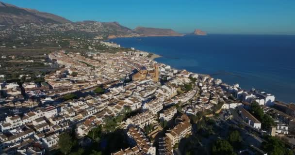 Luchtfoto Van Stad Altea Pittoreske Middellandse Zeekust Spanje — Stockvideo