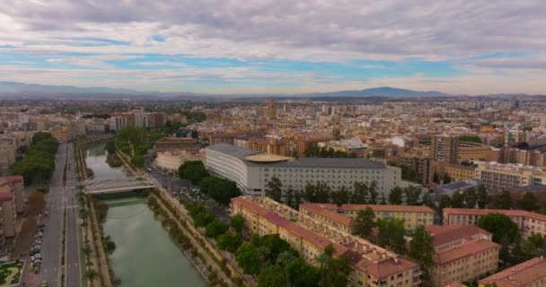 Αεροφωτογραφία Του Κεντρικού Τμήματος Της Πόλης Της Μούρθια Ισπανία — Αρχείο Βίντεο