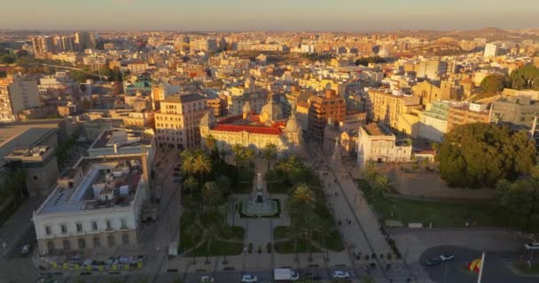 Αεροφωτογραφία Κατεβαίνουν Πάνω Από Την Καρταχένα Κάτω Στην Πόλη Ισπανία — Αρχείο Βίντεο