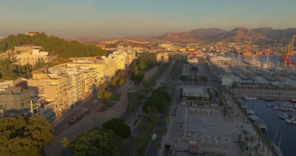 Blick Aus Der Luft Auf Den Marinestützpunkt Cartagena Die Innenstadt — Stockvideo