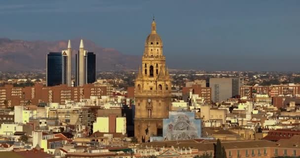 Вид Повітря Собор Мурсії Сонячний День Іспанії — стокове відео
