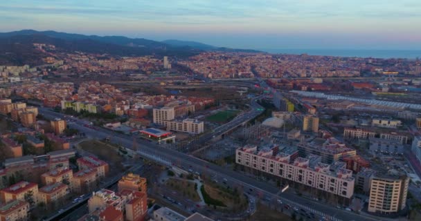Vista Aérea Panorâmica Paisagem Urbana Barcelona Com Edifícios Octógonos Ruas — Vídeo de Stock